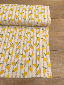Tissu Double gaze Imprimé Citron - au mètre